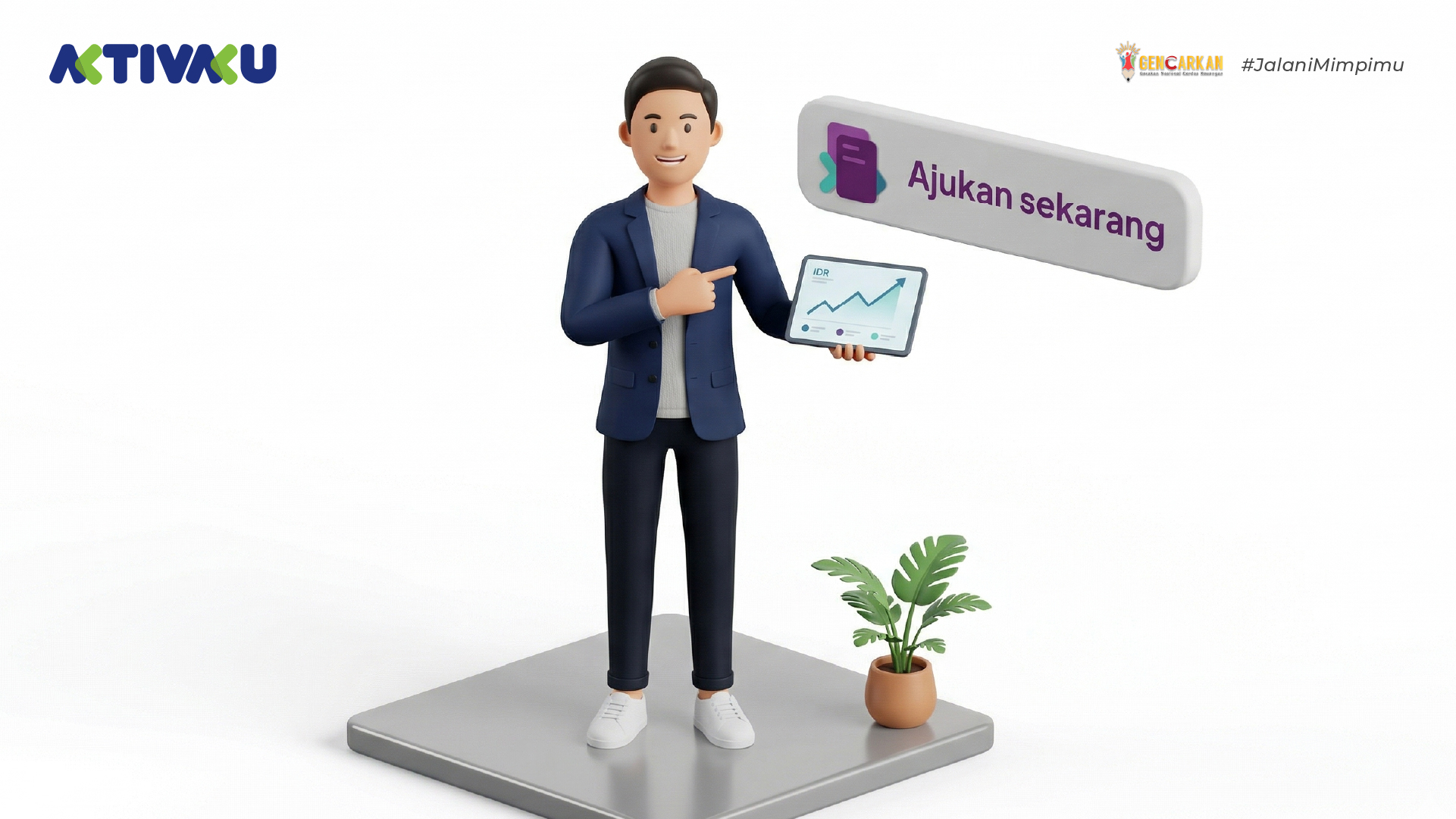 Tampilan antarmuka website AktivaSwitch di layar laptop dengan tombol Ajukan Sekarang yang menonjol.