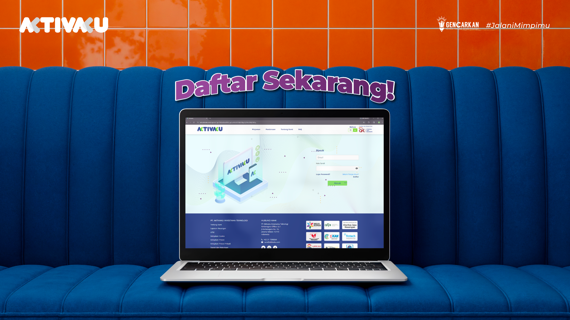 Tampilan layar pendaftaran untuk mencairkan dana talangan SP3K di AktivaSwitch